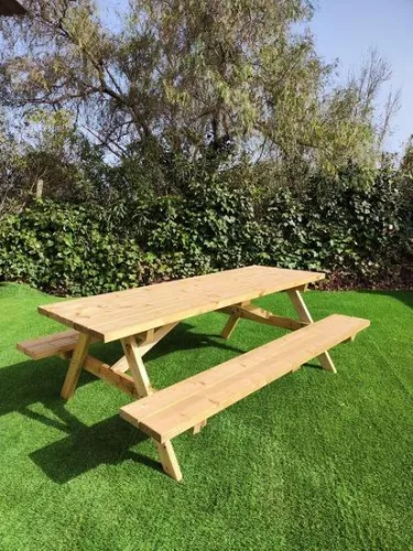 Mesa de picnic en madera tratada de 40 mm, 150 x 180 cm